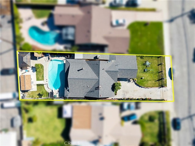 1118 Kwis Ave, Hacienda Heights, CA 91745 - aerial overview of property's location with a pool area and property boundaries highlighted