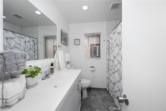 1118 Kwis Ave, Hacienda Heights, CA 91745 - bathroom featuring marble finish floors, toilet, recessed lighting, vanity, and baseboards