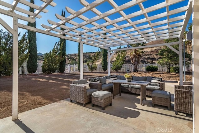 33693 Cattle Creek Rd, Acton, CA 93510 - fenced backyard featuring outdoor lounge area, a patio, and a pergola