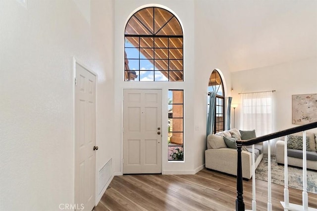 6517 Via Del Prado, Chino Hills, CA 91709 - entrance foyer with wood finished floors, baseboards, and a high ceiling
