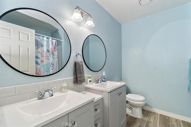 6517 Via Del Prado, Chino Hills, CA 91709 - bathroom featuring vanity, wood finished floors, toilet, and a shower with shower curtain