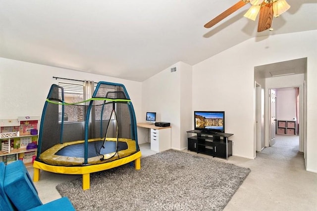 6517 Via Del Prado, Chino Hills, CA 91709 - playroom with vaulted ceiling and a ceiling fan