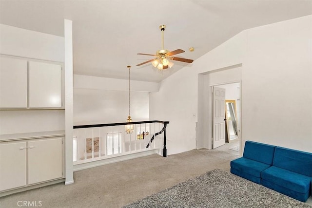 6517 Via Del Prado, Chino Hills, CA 91709 - unfurnished room with carpet, a ceiling fan, lofted ceiling, and a chandelier