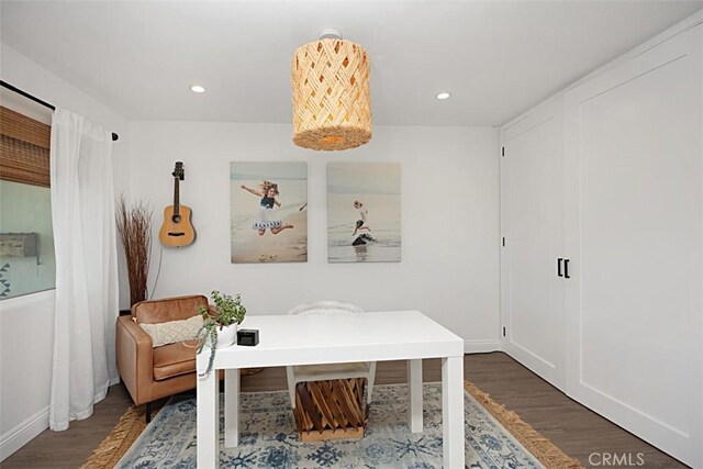 24132 Snipe Ln, Laguna Niguel, CA 92677 - office featuring dark wood-style floors and recessed lighting