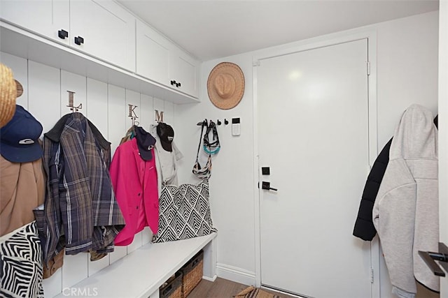 24132 Snipe Ln, Laguna Niguel, CA 92677 - mudroom featuring wood finished floors and baseboards