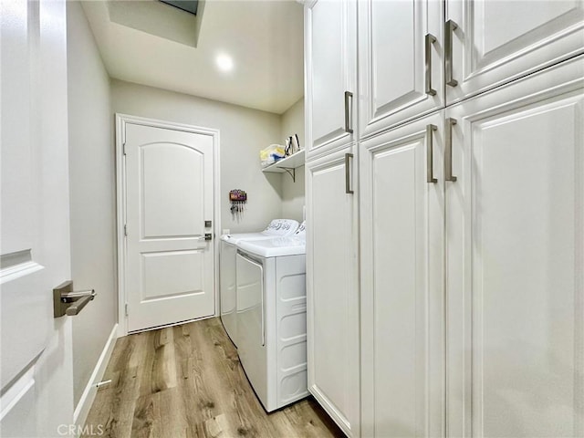 24082 Calendula, Mission Viejo, CA 92692 - washroom with washing machine and dryer, cabinet space, light wood-type flooring, baseboards, and recessed lighting