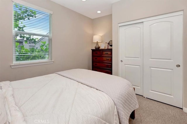 10561 Cannon Dr, Rancho Cucamonga, CA 91730 - bedroom with a closet, light colored carpet, and recessed lighting