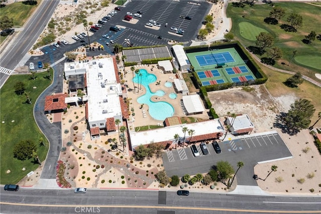 9653 Spyglass Ave Unit 99, Desert Hot Springs, CA 92240 - aerial view of property and surrounding area with a pool area and a golf course