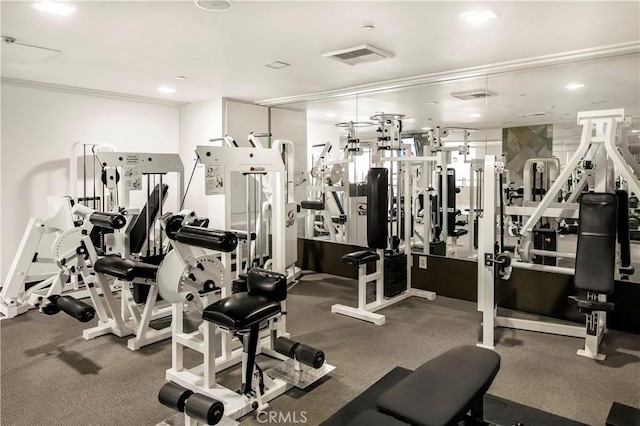 9653 Spyglass Ave Unit 99, Desert Hot Springs, CA 92240 - workout area with crown molding and recessed lighting