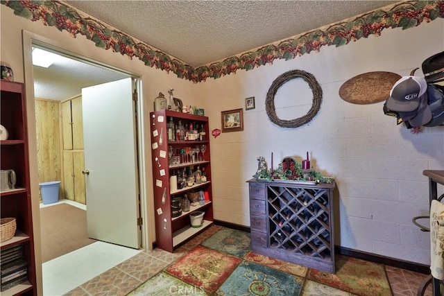 22972 Valley View Dr, Crestline, CA 92325 - wine room with a textured ceiling