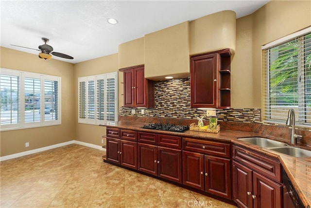 44886 Camino Veste, Temecula, CA 92592 - kitchen featuring a sink, black appliances, plenty of natural light, ceiling fan, and recessed lighting