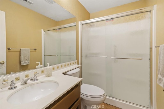 44886 Camino Veste, Temecula, CA 92592 - bathroom featuring a shower stall, vanity, and toilet
