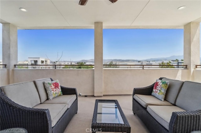 132 Interval, Irvine, CA 92618 - balcony with an outdoor living space and a mountain view