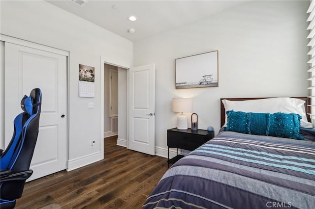 132 Interval, Irvine, CA 92618 - bedroom with wood finished floors, a closet, and recessed lighting