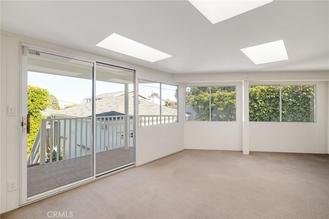 unfurnished sunroom featuring a skylight and healthy amount of natural light