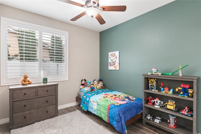 1044 Shadow Crest Cir, Corona, CA 92881 - bedroom with baseboards, wood finished floors, and a ceiling fan