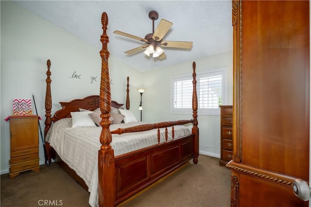 18993 Janisse Ln, Lake Elsinore, CA 92530 - bedroom with carpet floors, baseboards, a textured ceiling, and ceiling fan