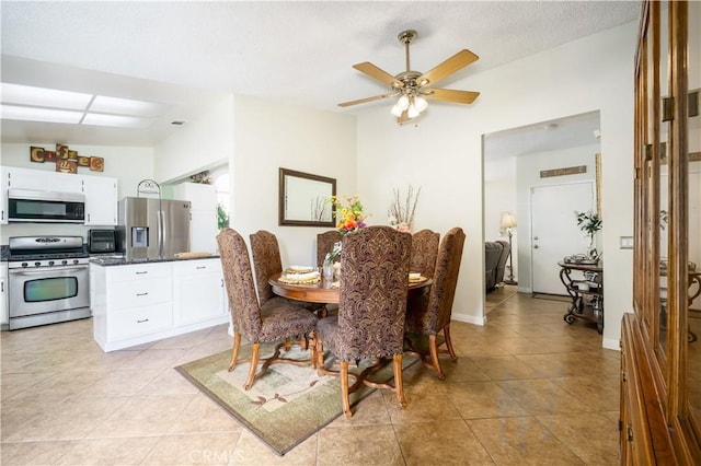 18993 Janisse Ln, Lake Elsinore, CA 92530 - dining area with light tile patterned flooring and a ceiling fan