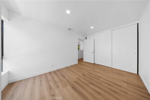 105 S Marguerita Ave Unit A, Alhambra, CA 91801 - unfurnished bedroom featuring light wood finished floors, recessed lighting, a closet, and baseboards