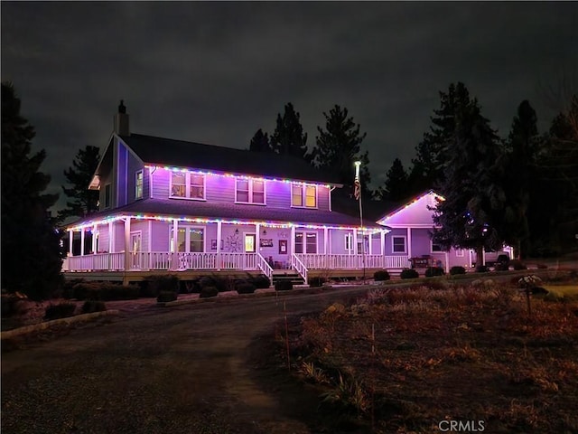 1014 Dusty Rd, Frazier Park, CA 93225 - view of front of property with covered porch and a chimney