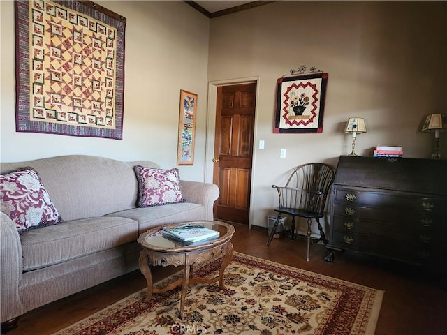 1014 Dusty Rd, Frazier Park, CA 93225 - living area featuring wood finished floors and crown molding