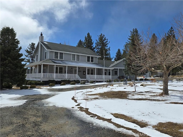 1014 Dusty Rd, Frazier Park, CA 93225 - farmhouse with a chimney and a porch