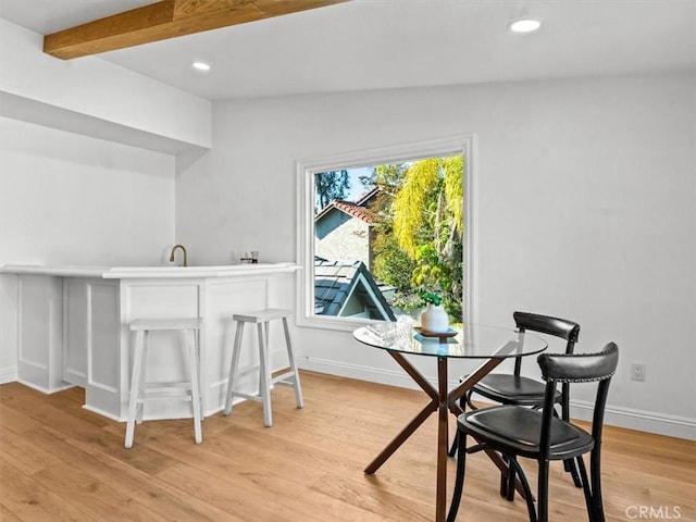 5505 Paseo Joaquin, Yorba Linda, CA 92886 - dining area featuring light wood-style flooring, recessed lighting, and bar with sink