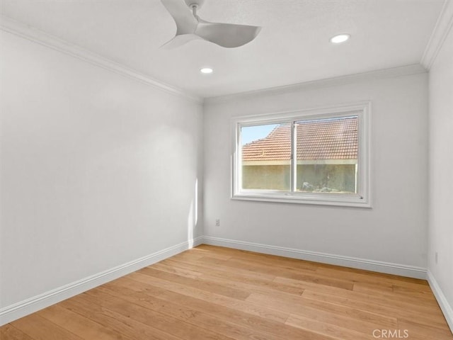 5505 Paseo Joaquin, Yorba Linda, CA 92886 - empty room featuring crown molding, a ceiling fan, light wood-type flooring, and recessed lighting