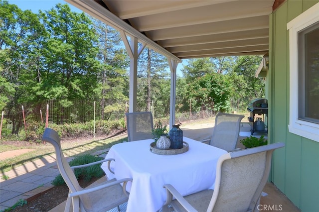 5192 Oak Rd, Mariposa, CA 95345 - view of patio / terrace with fence, a grill, and outdoor dining space