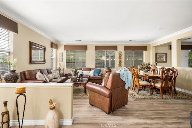 23725 Scarlet Oak Dr, Murrieta, CA 92562 - living area featuring light wood finished floors and ornamental molding