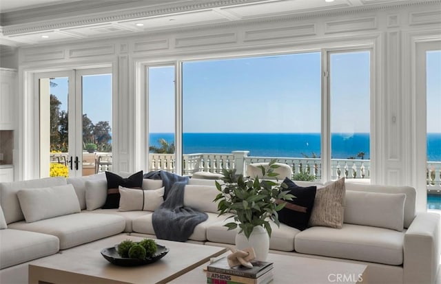 71 Ritz Cove Dr, Dana Point, CA 92629 - living area with a water view and french doors