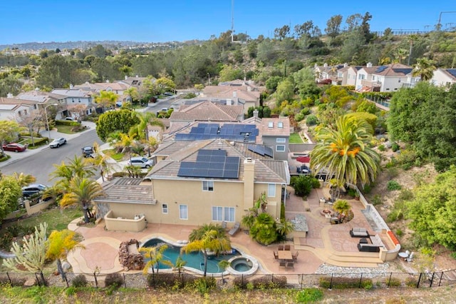 10905 Corte Mejillones, San Diego, CA 92130 - aerial perspective of suburban area featuring a pool area and a tree filled landscape