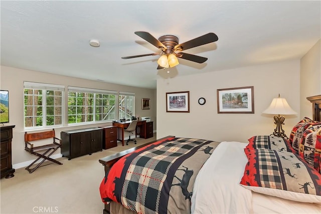 27844 Greenway Dr, Lake Arrowhead, CA 92352 - carpeted bedroom featuring ceiling fan and a desk
