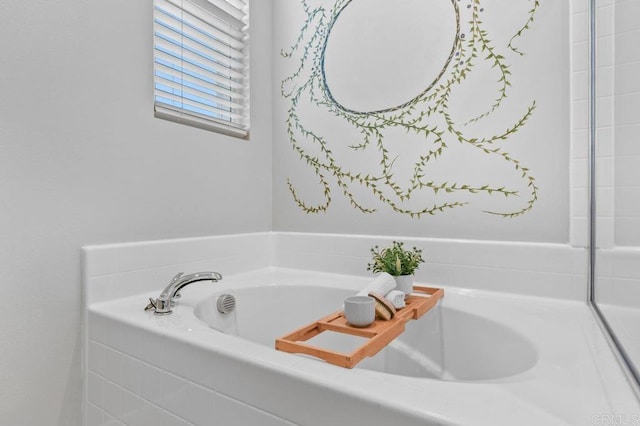 bathroom featuring a garden tub