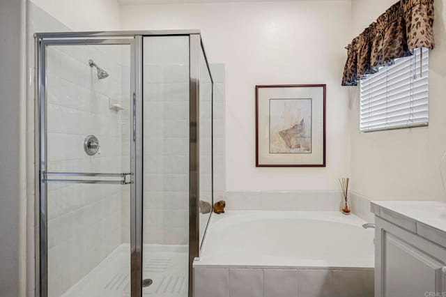 7256 Surfbird Cir, Carlsbad, CA 92011 - full bathroom with a shower stall, a bath, and vanity