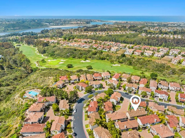 7256 Surfbird Cir, Carlsbad, CA 92011 - aerial view of property's location with nearby suburban area, a large body of water, and a golf course