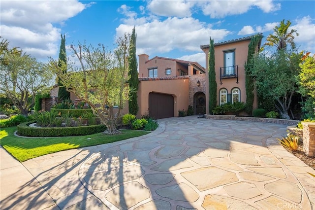 7 Ocean Heights Dr, Newport Coast, CA 92657 - mediterranean / spanish house featuring stucco siding, driveway, a garage, and a tile roof