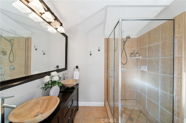 7 Ocean Heights Dr, Newport Coast, CA 92657 - full bathroom with double vanity, a stall shower, and baseboards