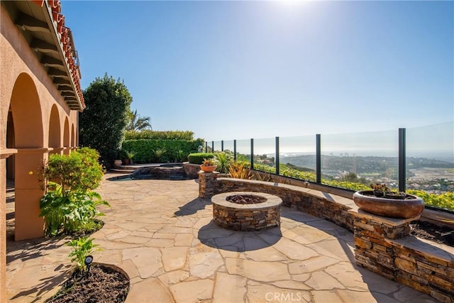 7 Ocean Heights Dr, Newport Coast, CA 92657 - view of patio with an outdoor fire pit and an in-ground hot tub