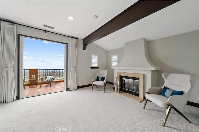7 Ocean Heights Dr, Newport Coast, CA 92657 - sitting room featuring a fireplace, carpet flooring, baseboards, and recessed lighting