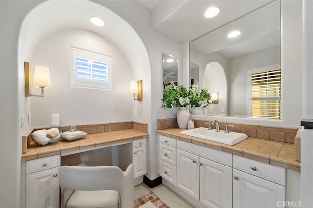 7 Ocean Heights Dr, Newport Coast, CA 92657 - bathroom with vanity, recessed lighting, and backsplash