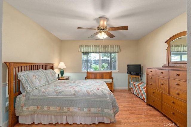 156 Greenfield Dr, Chico, CA 95973 - bedroom featuring light wood-type flooring, ceiling fan, and baseboards