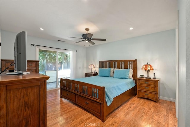 156 Greenfield Dr, Chico, CA 95973 - bedroom featuring access to exterior, light wood-style flooring, recessed lighting, and baseboards