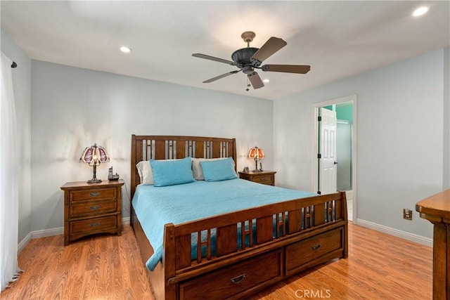 156 Greenfield Dr, Chico, CA 95973 - bedroom with light wood finished floors, recessed lighting, baseboards, and ceiling fan