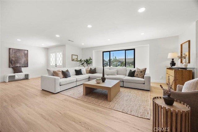 4732 Tucana St, Yorba Linda, CA 92886 - living room featuring light wood-type flooring, baseboards, and recessed lighting