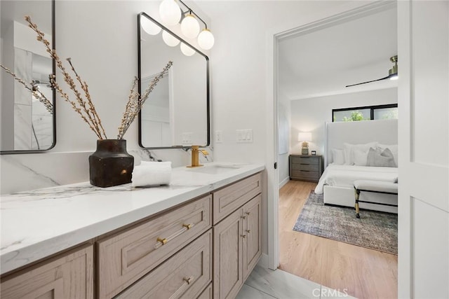 4732 Tucana St, Yorba Linda, CA 92886 - bathroom with connected bathroom, vanity, and wood finished floors