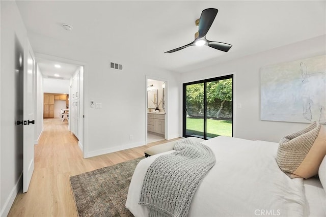4732 Tucana St, Yorba Linda, CA 92886 - bedroom with access to exterior, light wood-style flooring, baseboards, and recessed lighting