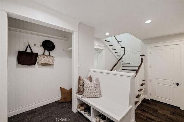 2711 Elm Ave, Manhattan Beach, CA 90266 - mudroom with baseboards, recessed lighting, and wood finished floors