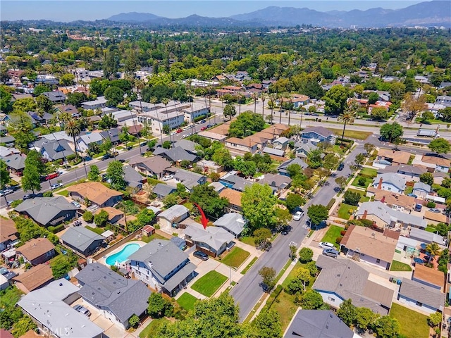 911 N Dos Robles Pl, Alhambra, CA 91801 - aerial perspective of suburban area with mountains and a pool area