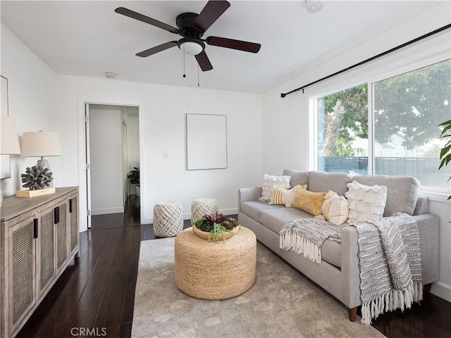 2217 S Gaffey St, San Pedro, CA 90731 - living room with wood-type flooring and a ceiling fan